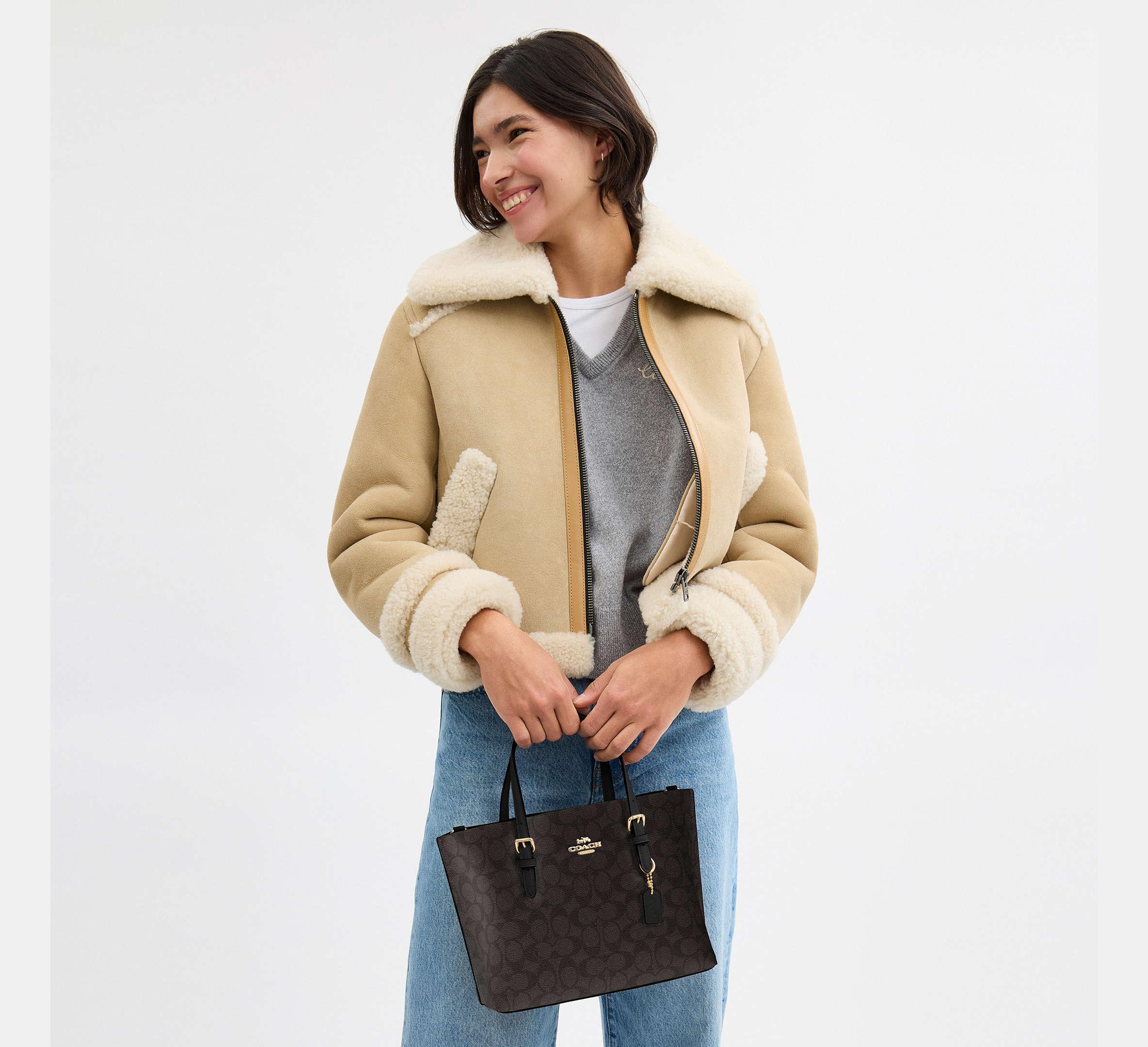 Coach Mollie Tote Bag 25 In Signature – Gold/Walnut/Black - Sneaker Türkiye
