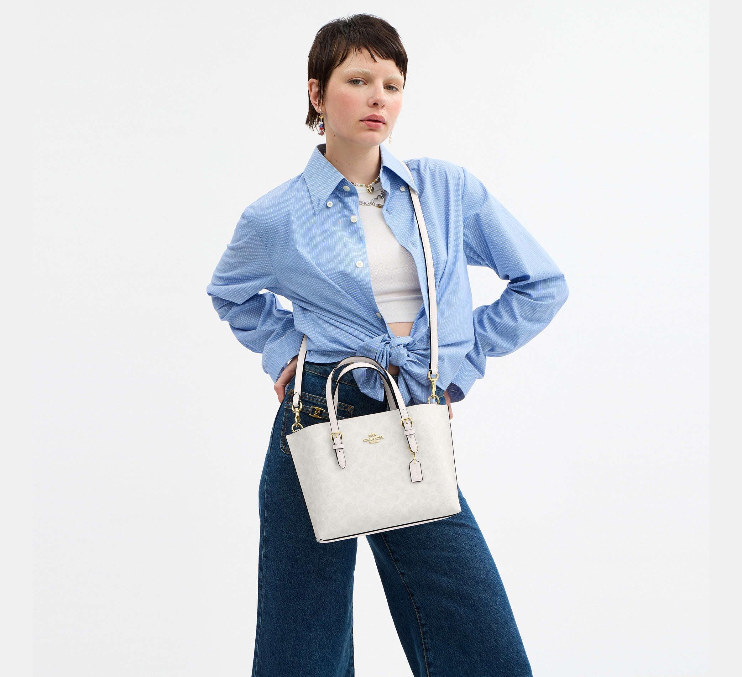 Coach Mollie Tote Bag 25 In Signature – Gold/White/Chalk - Sneaker Türkiye