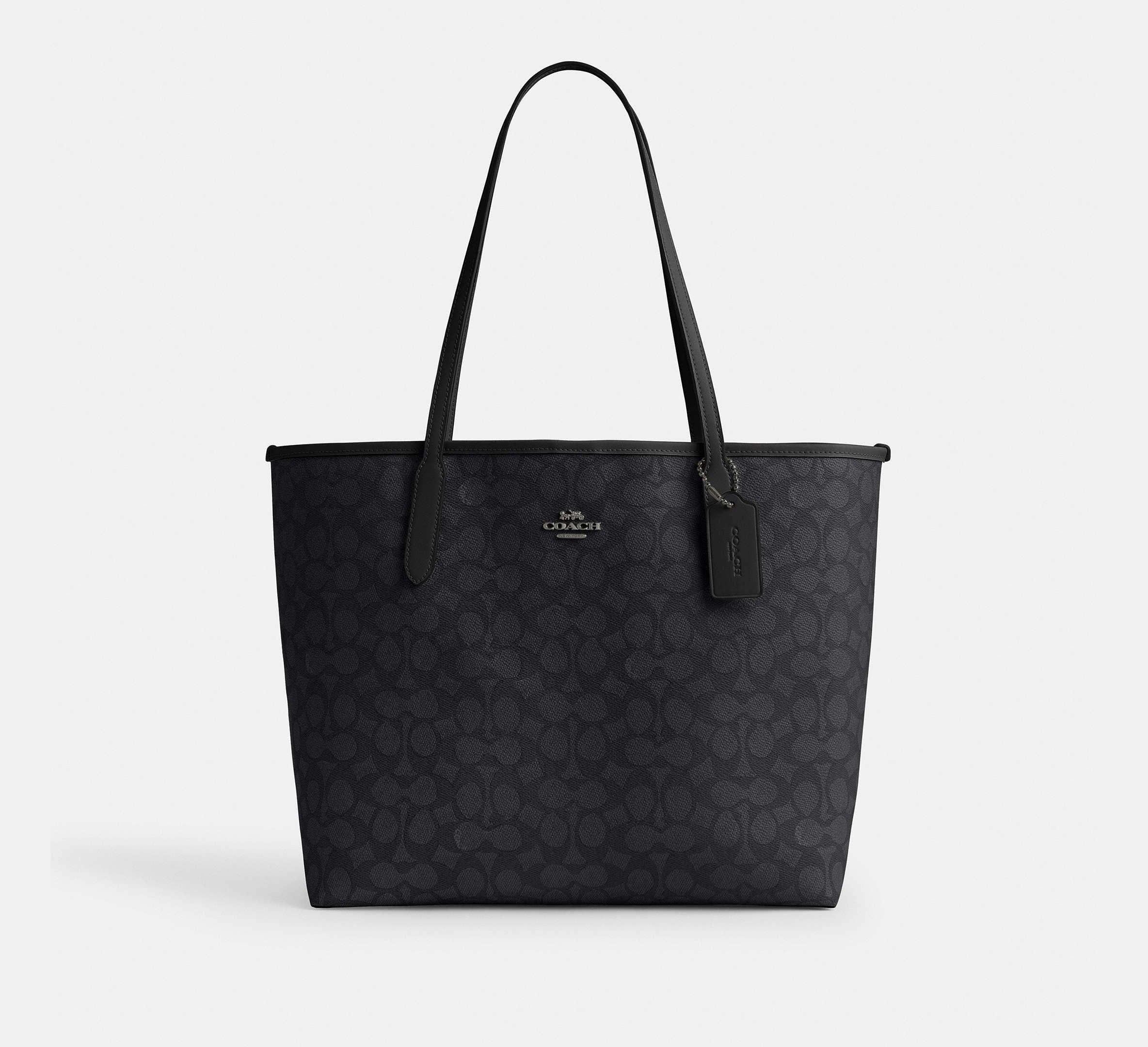 Coach City Tote Bag In Signature – Gunmetal/Charcoal/Black - Sneaker Türkiye