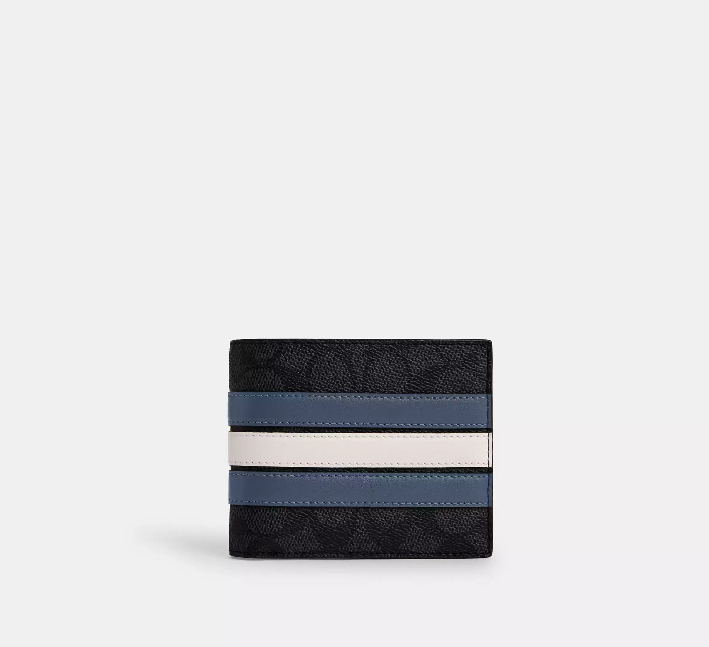 Coach 3-In-1 Wallet In Signature Canvas With Varsity Stripe – Charcoal/Denim/Chalk - Sneaker Türkiye