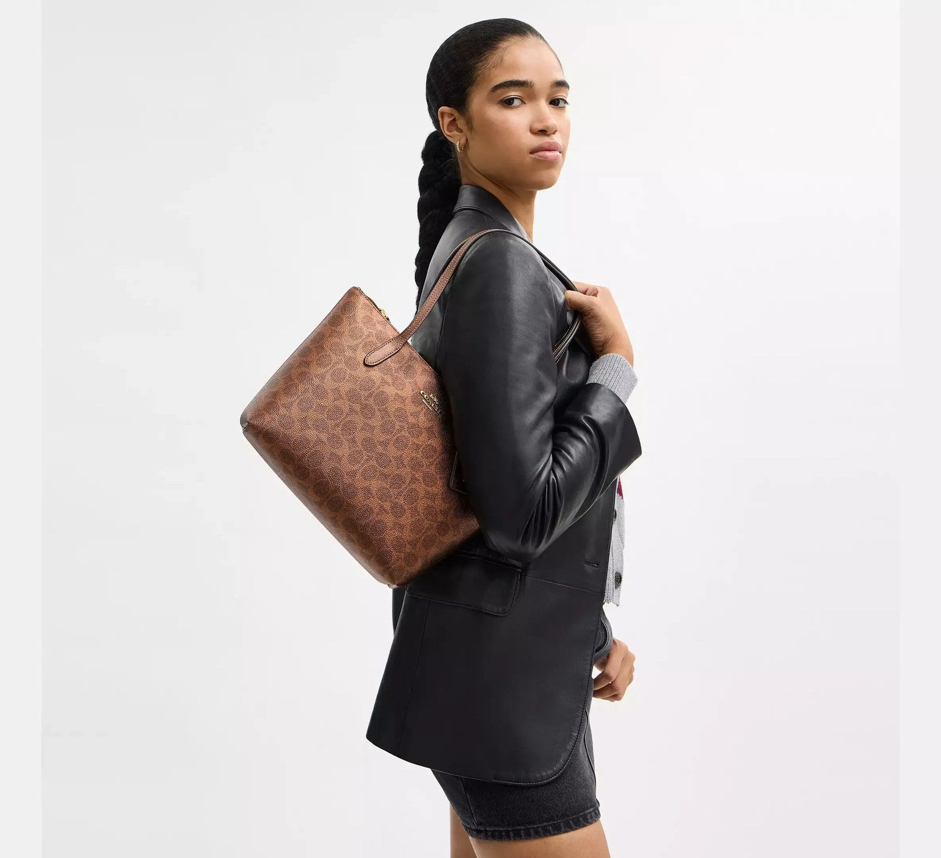 Coach Fiona Zip Tote Bag In Signature – Gold/Brown/Copper - Sneaker Türkiye