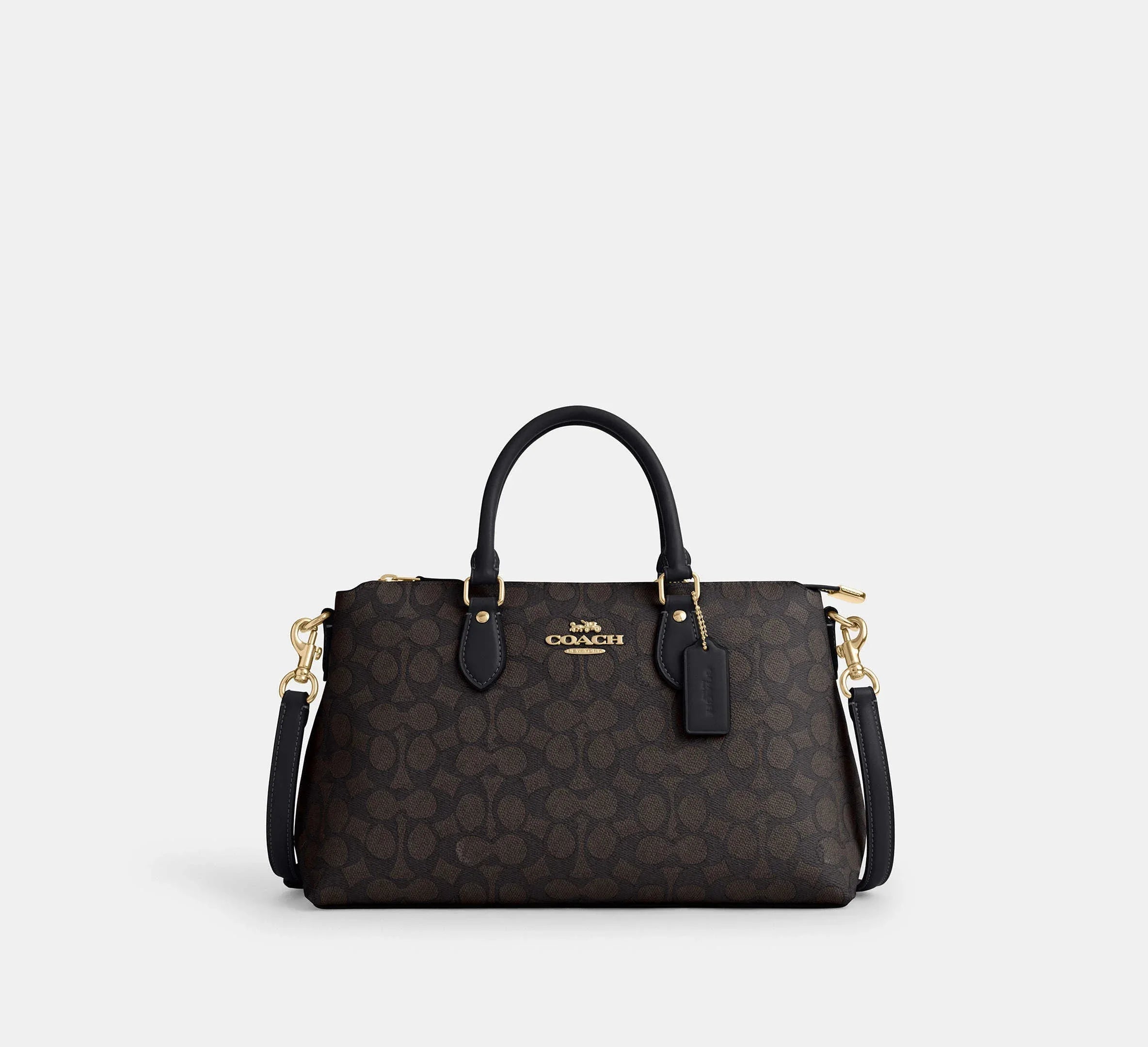 Coach Georgia Satchel Bag In Signature – Gold/Walnut/Black - Sneaker Türkiye