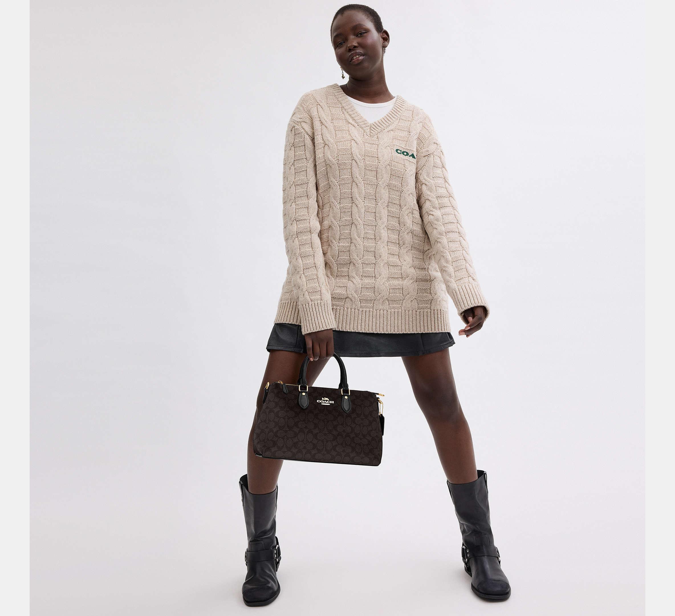 Coach Georgia Satchel Bag In Signature – Gold/Walnut/Black - Sneaker Türkiye