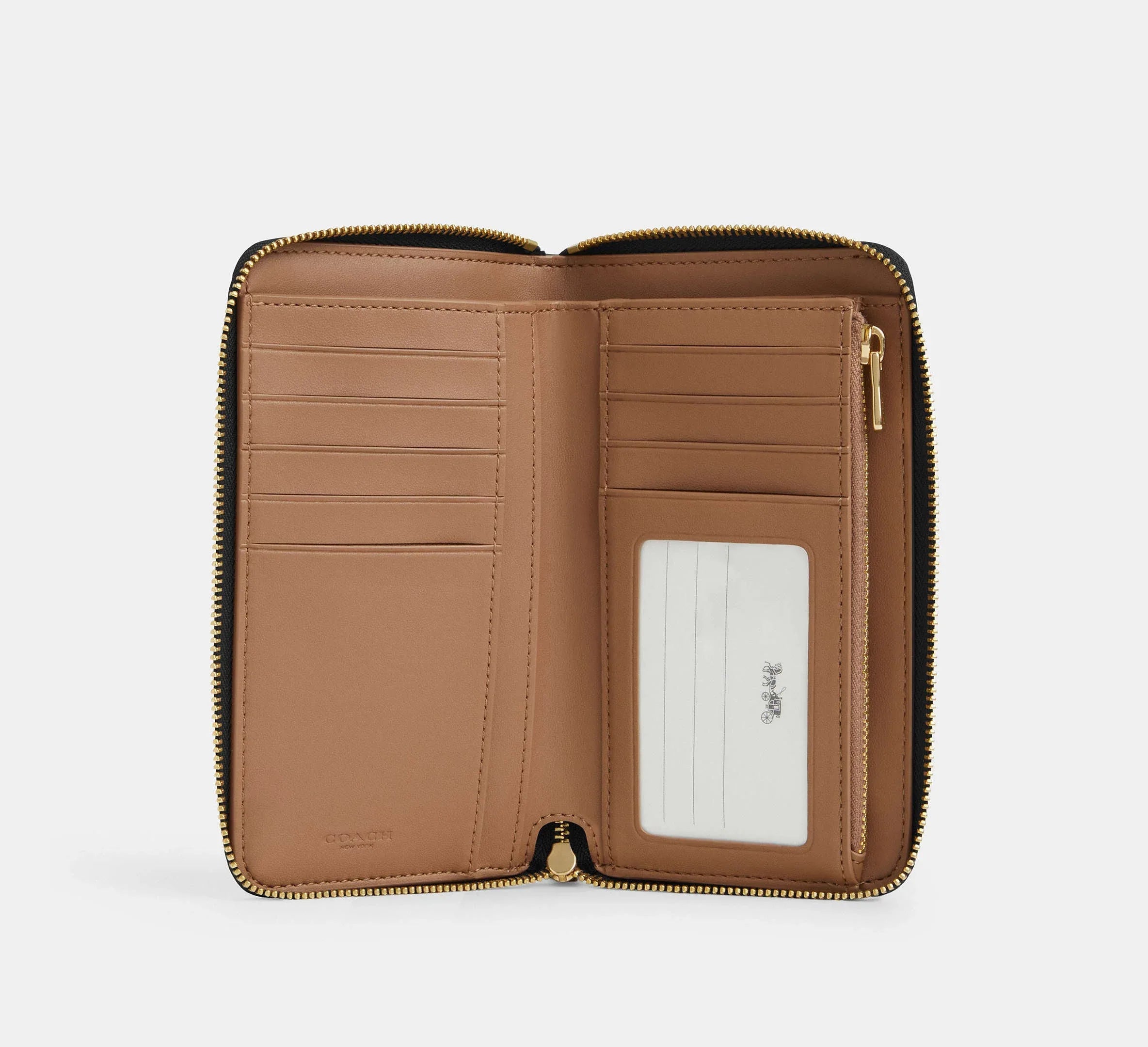 Coach Medium Id Zip Wallet In Signature – Gold/Walnut/Black - Sneaker Türkiye