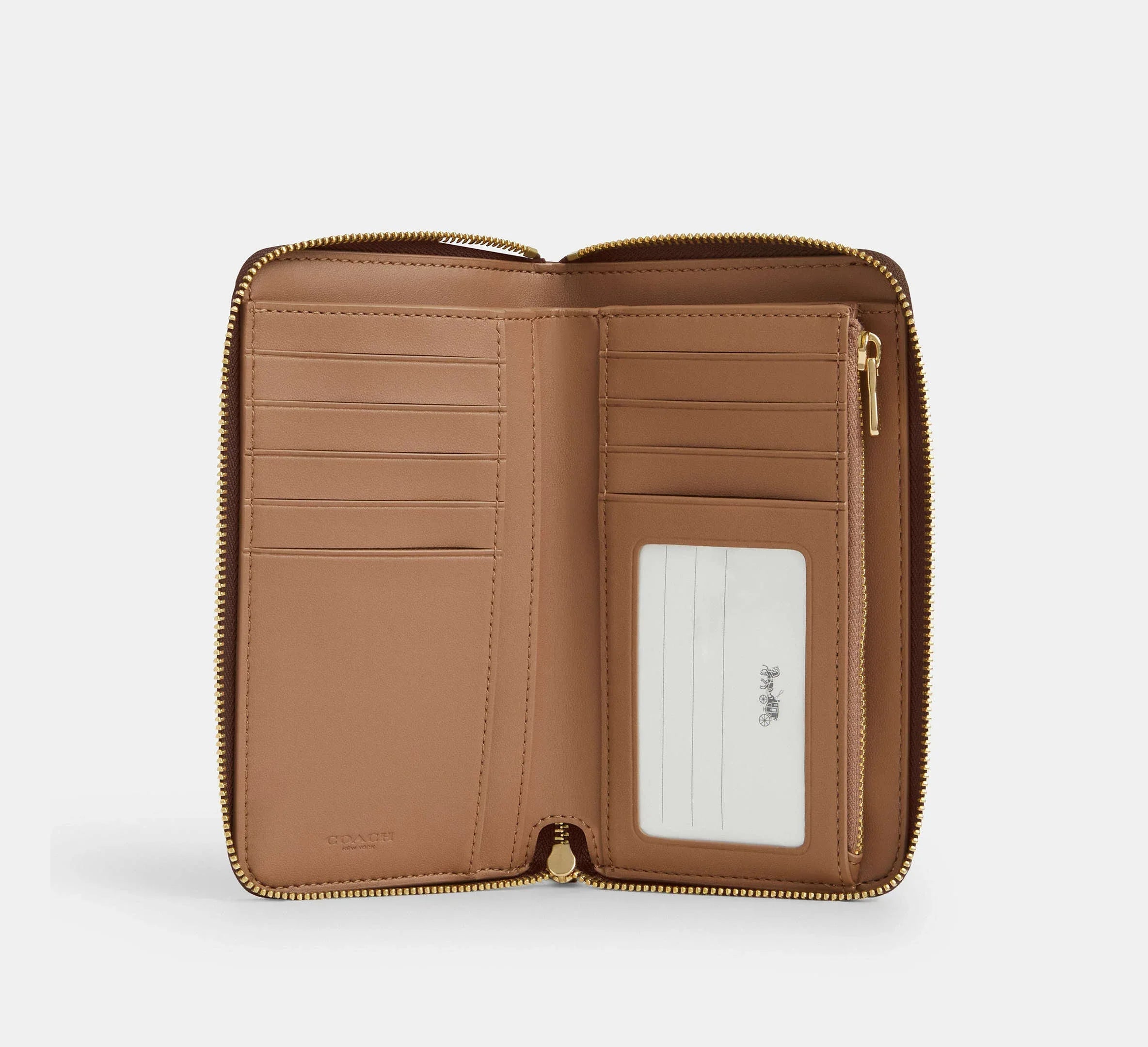 Coach Medium Id Zip Wallet In Signature – Gold/Tan/Brown - Sneaker Türkiye