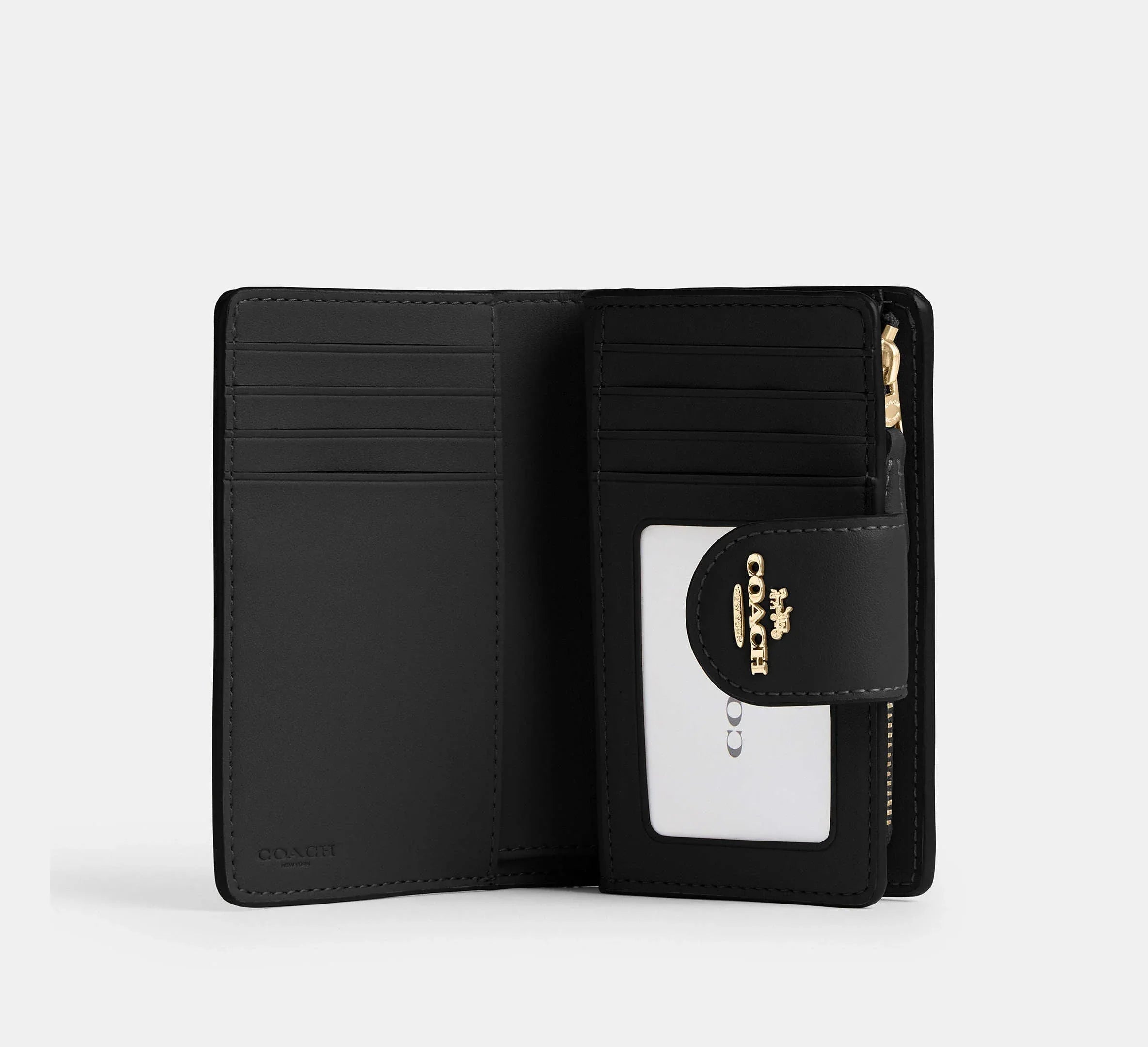 Coach Medium Corner Zip Wallet In Signature – Gold/Tan/Black - Sneaker Türkiye