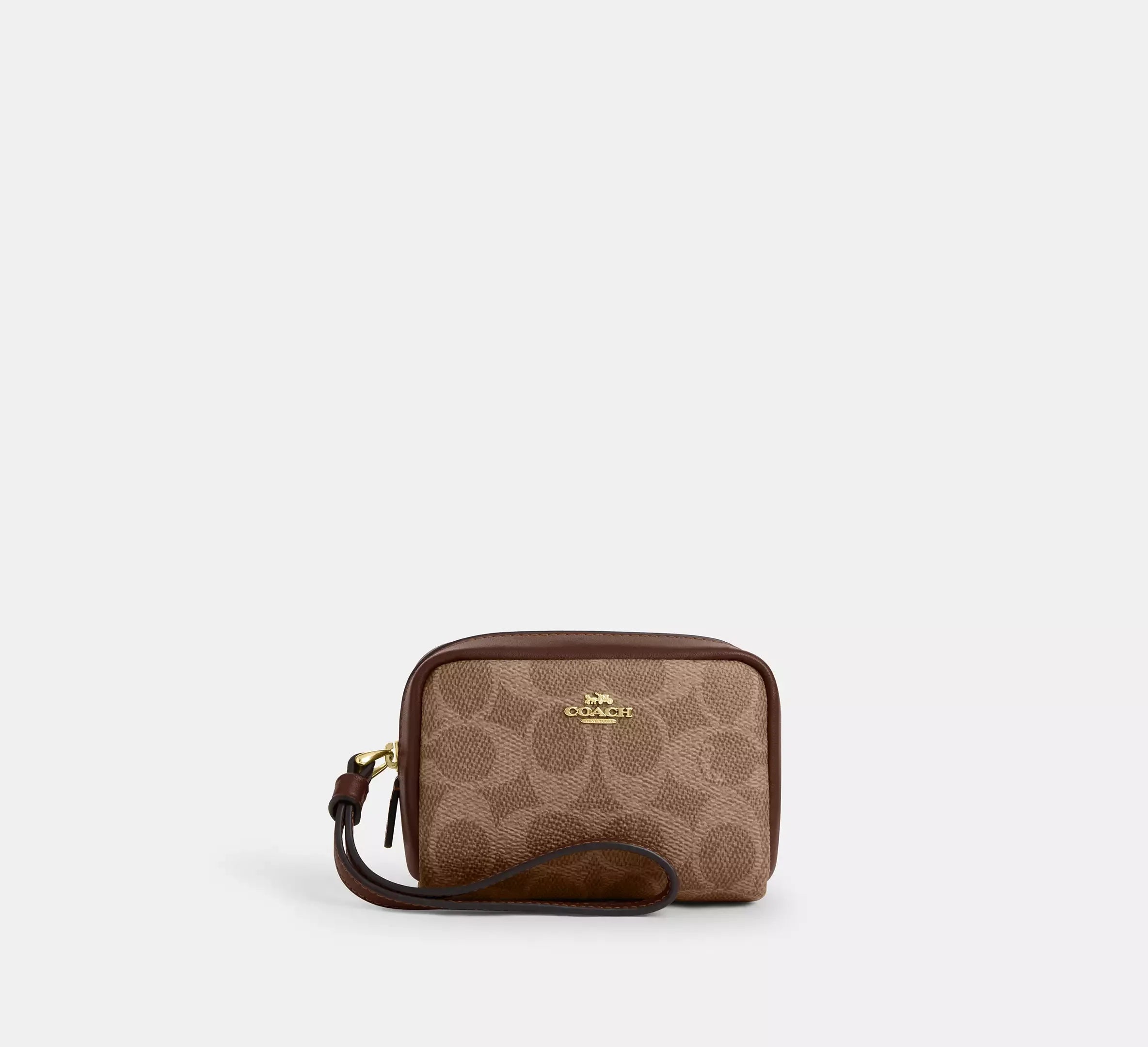 Coach Pouch Wristlet In Signature – Gold/Tan/Brown - Sneaker Türkiye