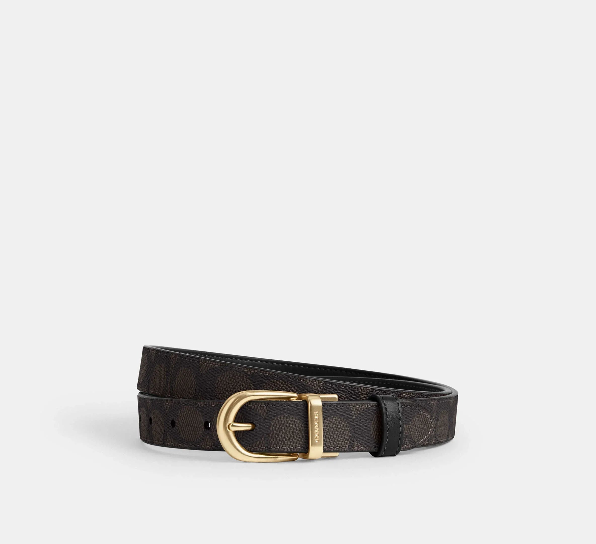 Coach Harness Buckle Cut To Size Reversible Belt, 25 Mm – Gold/Walnut/Black - Sneaker Türkiye