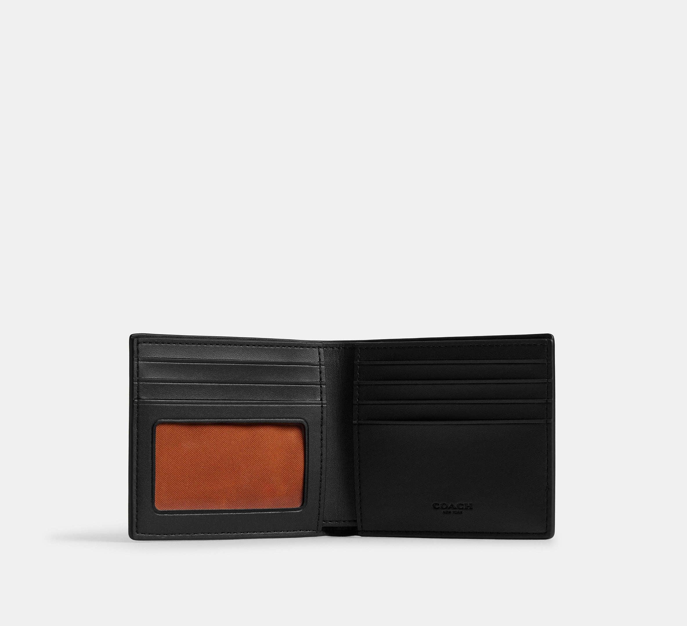 Coach Billfold Wallet In Signature Canvas-Tan/Black - Sneaker Türkiye