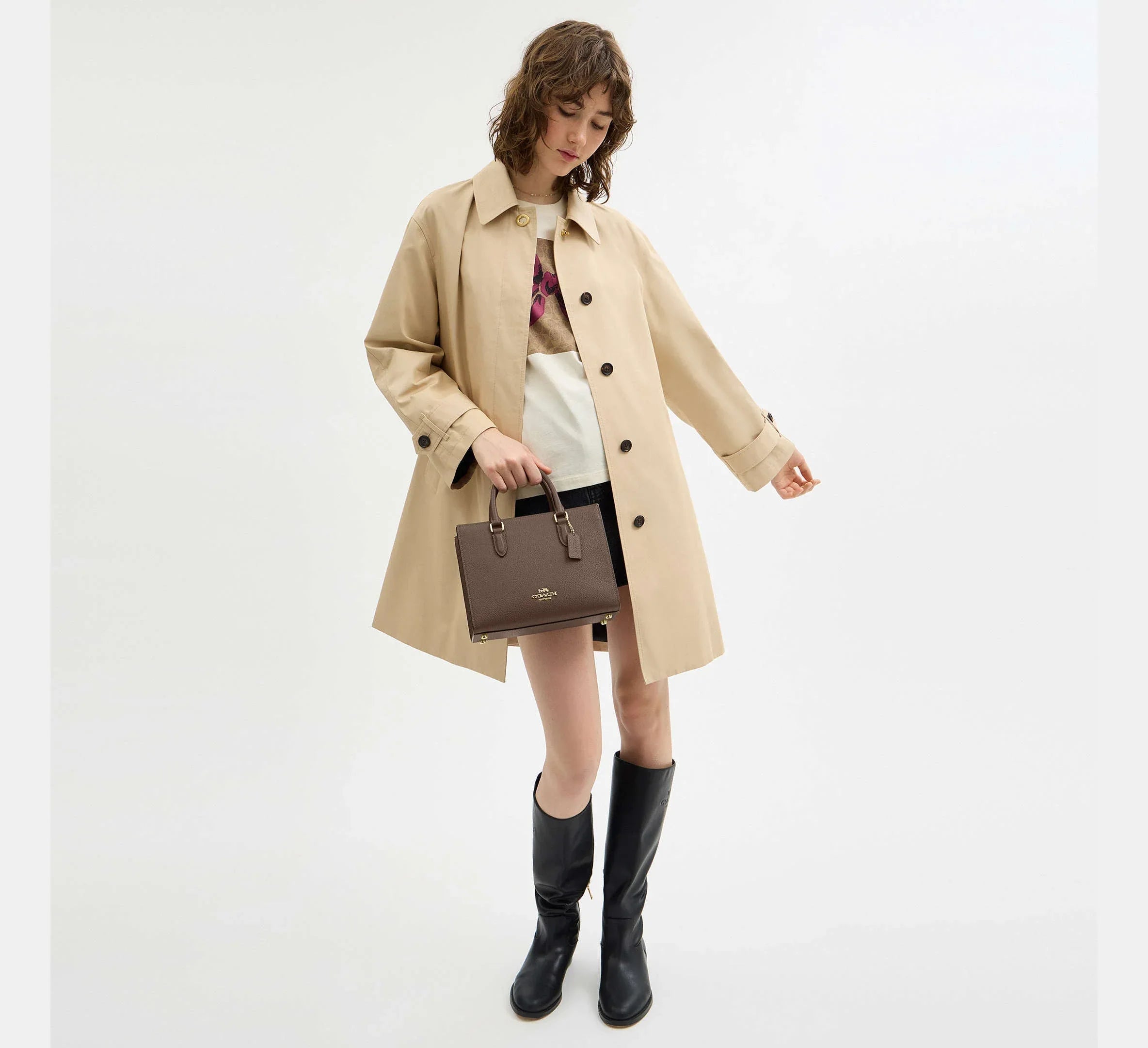 Coach Maggie Small Tote Bag – Gold/Dark Stone - Sneaker Türkiye