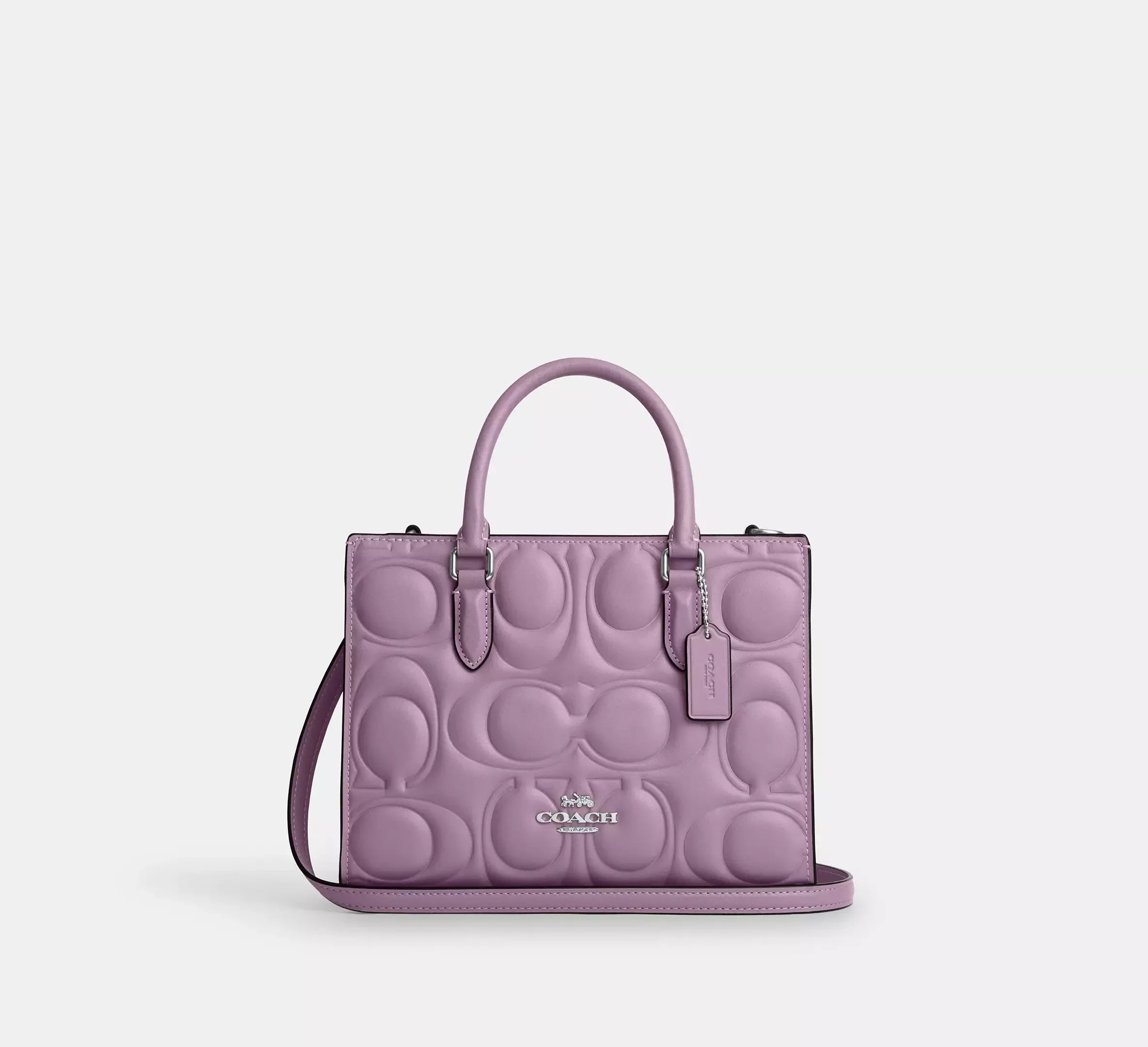 Coach Small Tote Bag In Signature Leather – Silver/Jasmine - Sneaker Türkiye