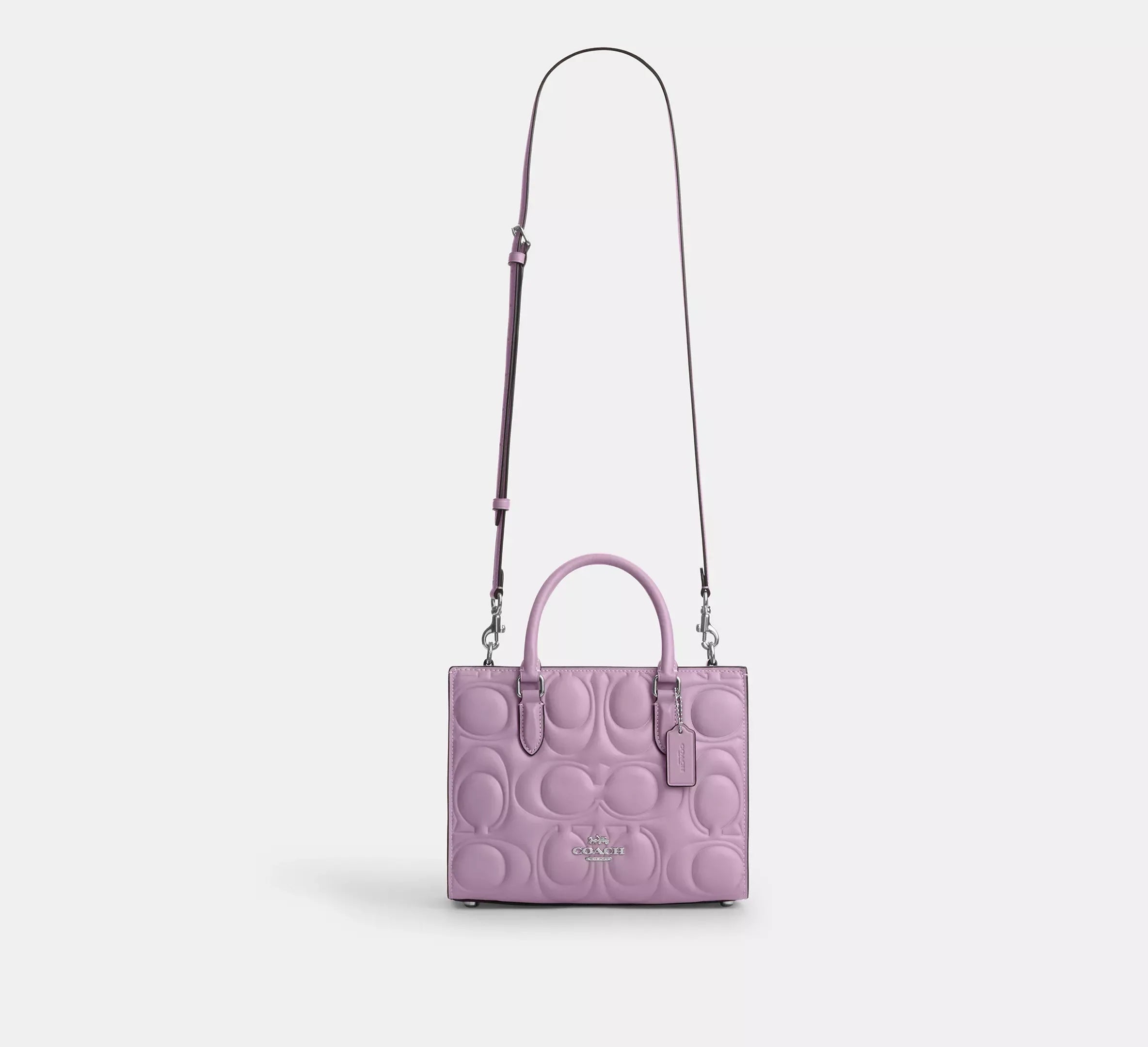Coach Small Tote Bag In Signature Leather – Silver/Jasmine - Sneaker Türkiye
