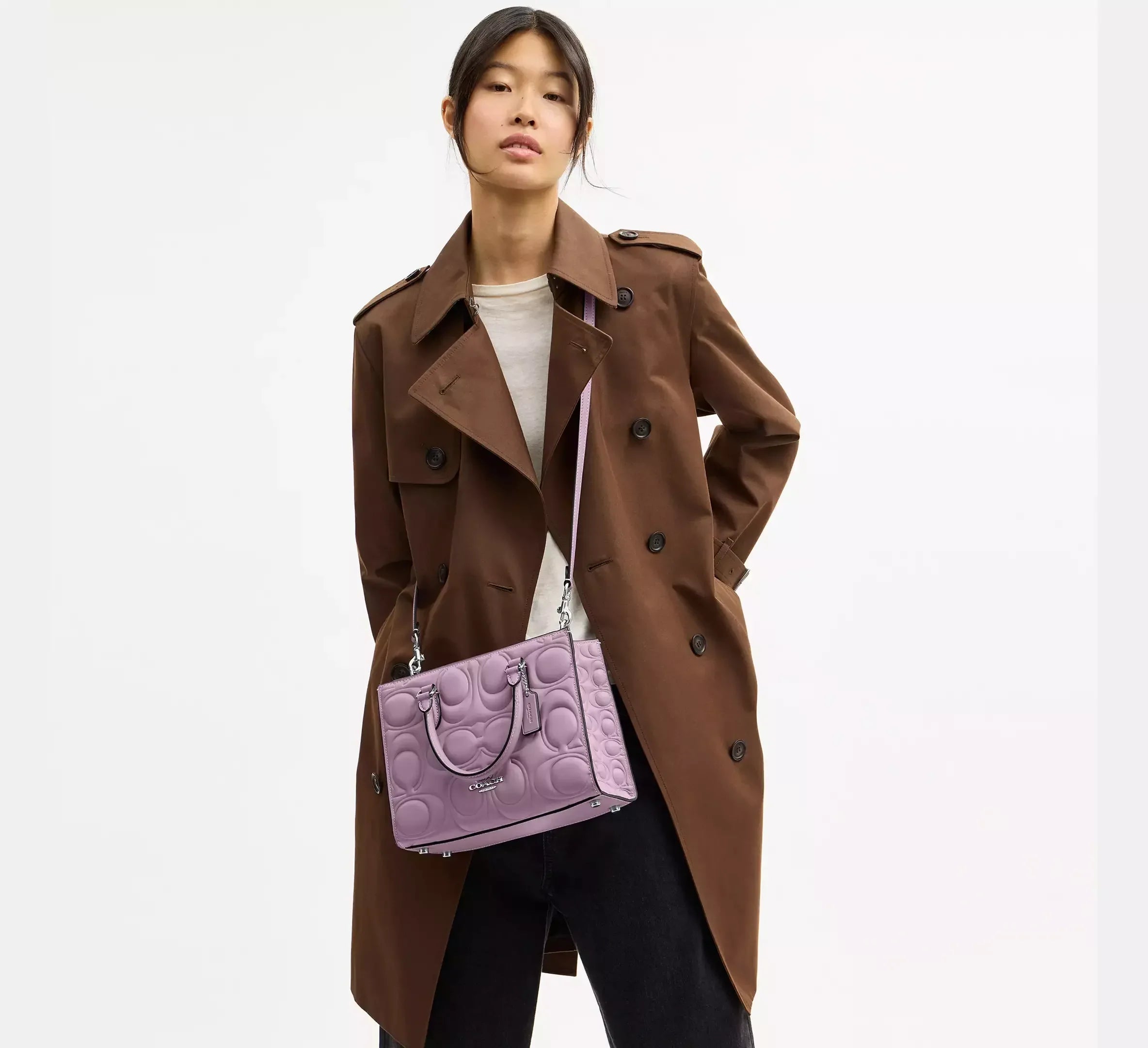 Coach Small Tote Bag In Signature Leather – Silver/Jasmine - Sneaker Türkiye