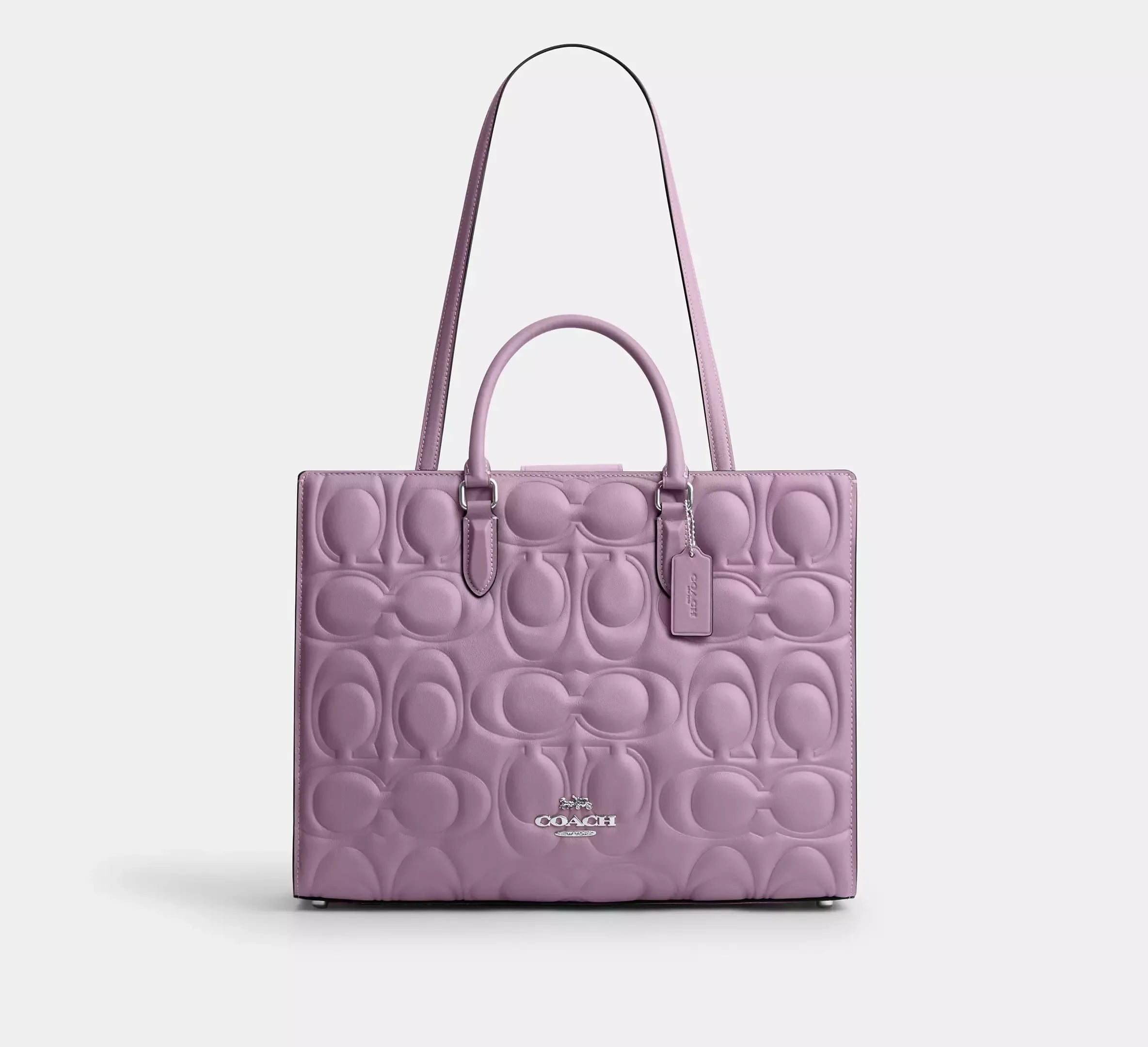 Coach Maggie Tote Bag In Signature Leather – Silver - Sneaker Türkiye