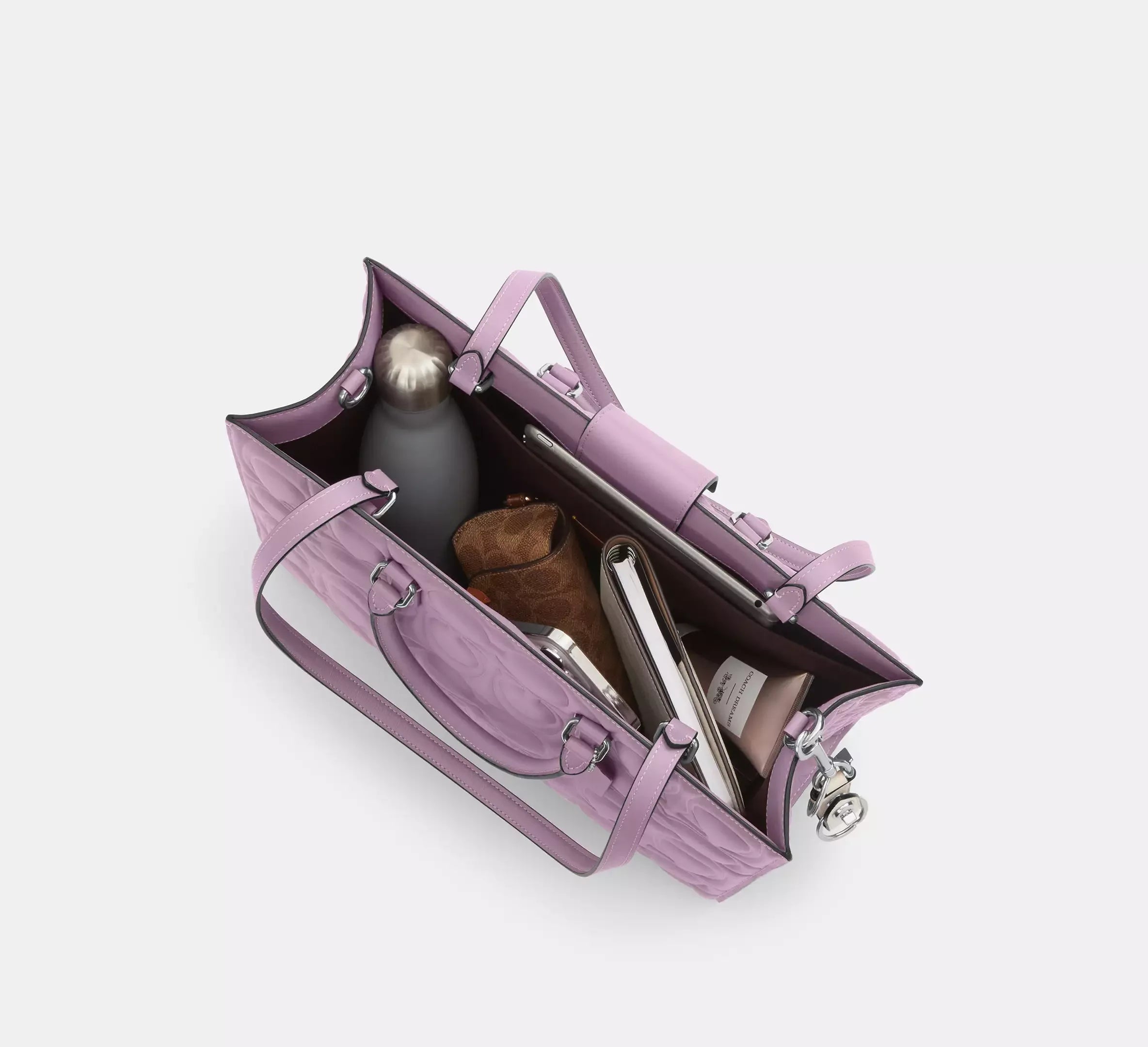 Coach Maggie Tote Bag In Signature Leather – Silver - Sneaker Türkiye