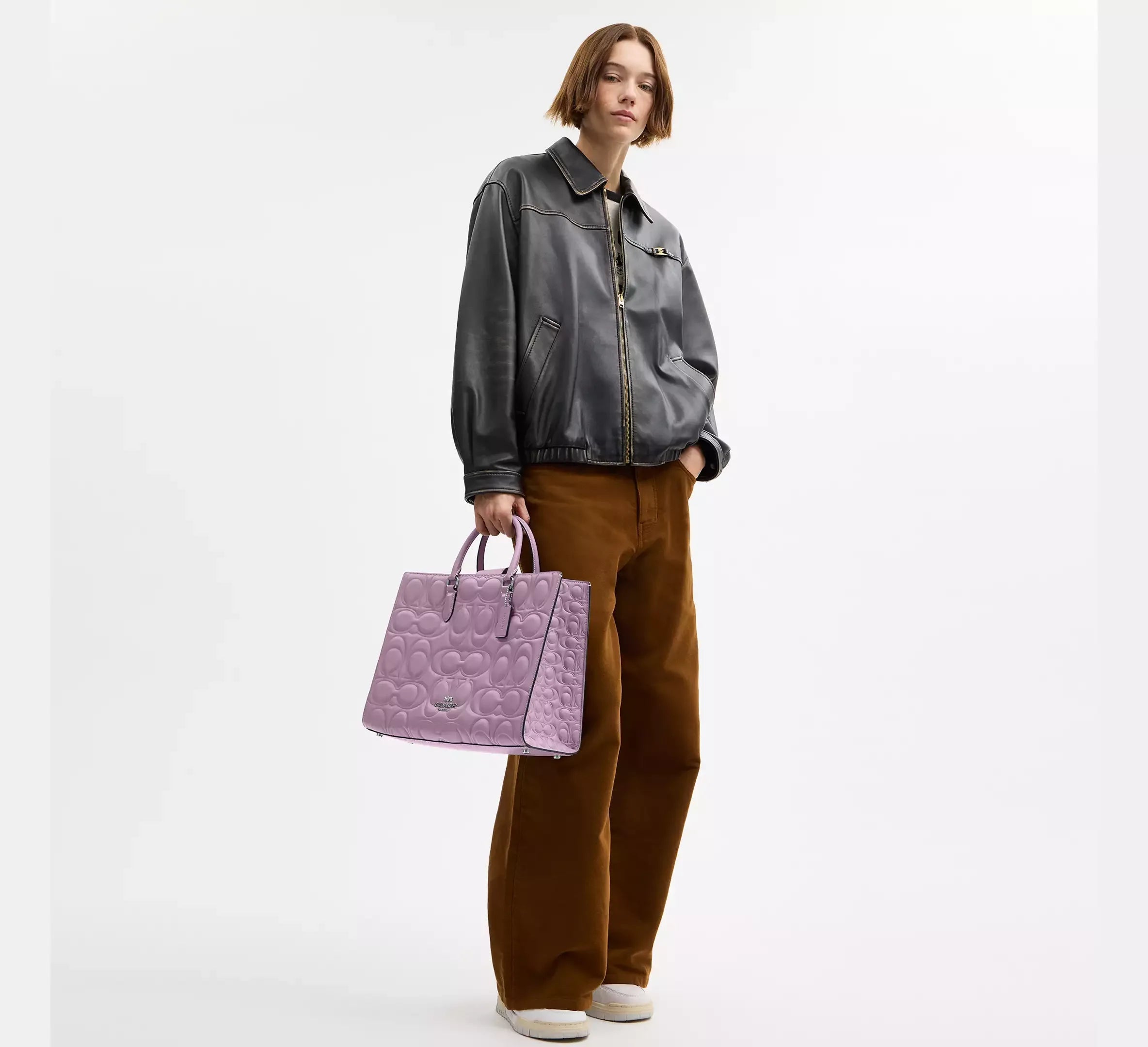 Coach Maggie Tote Bag In Signature Leather – Silver - Sneaker Türkiye