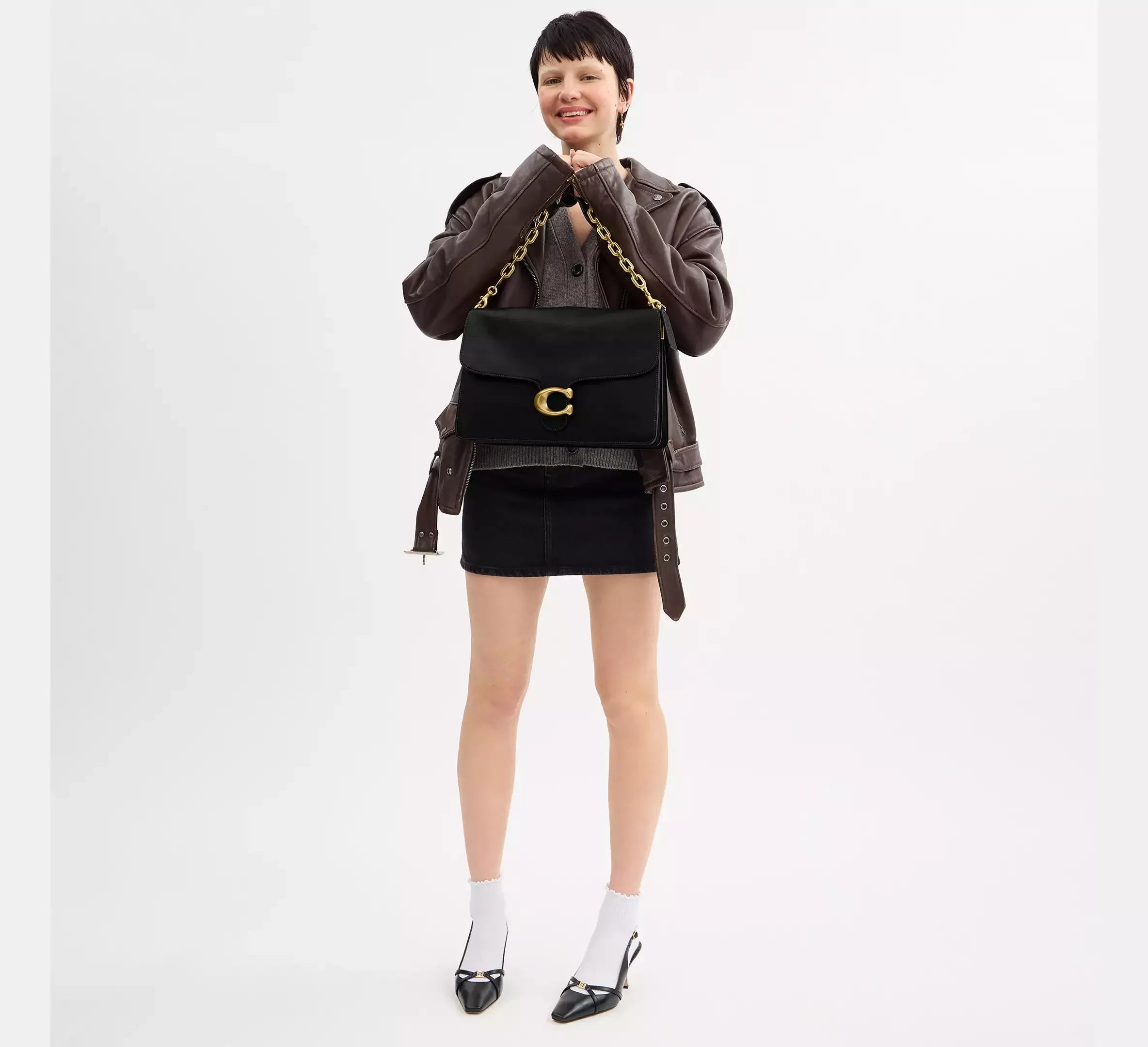 Coach Chain Tabby Shoulder Bag 35 – Brass/Black - Sneaker Türkiye