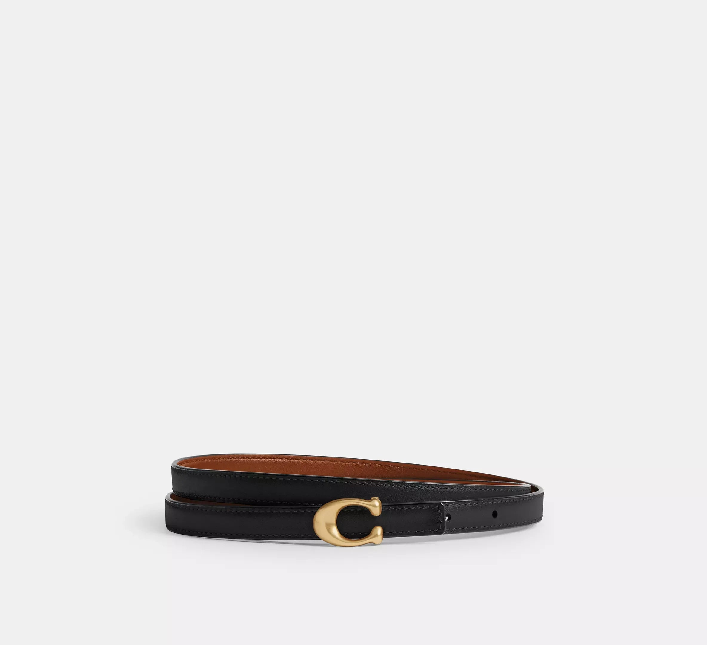 Coach Sculpted Signature Buckle Reversible Belt, 13 Mm – Brass/Black Burnished Amber - Sneaker Türkiye