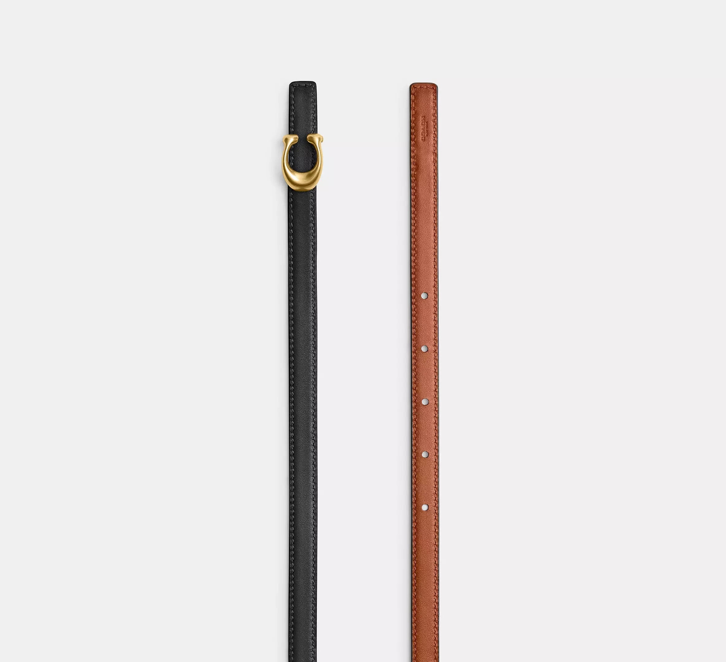 Coach Sculpted Signature Buckle Reversible Belt, 13 Mm – Brass/Black Burnished Amber - Sneaker Türkiye