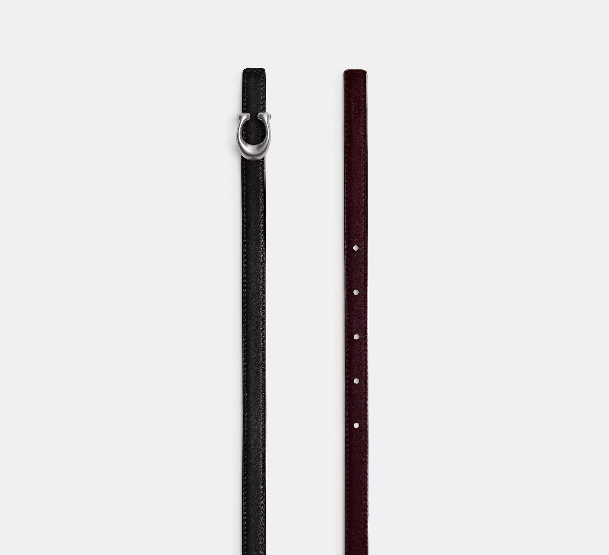Coach Sculpted Signature Buckle Reversible Belt, 13 Mm – Silver/Black Merlot - Sneaker Türkiye