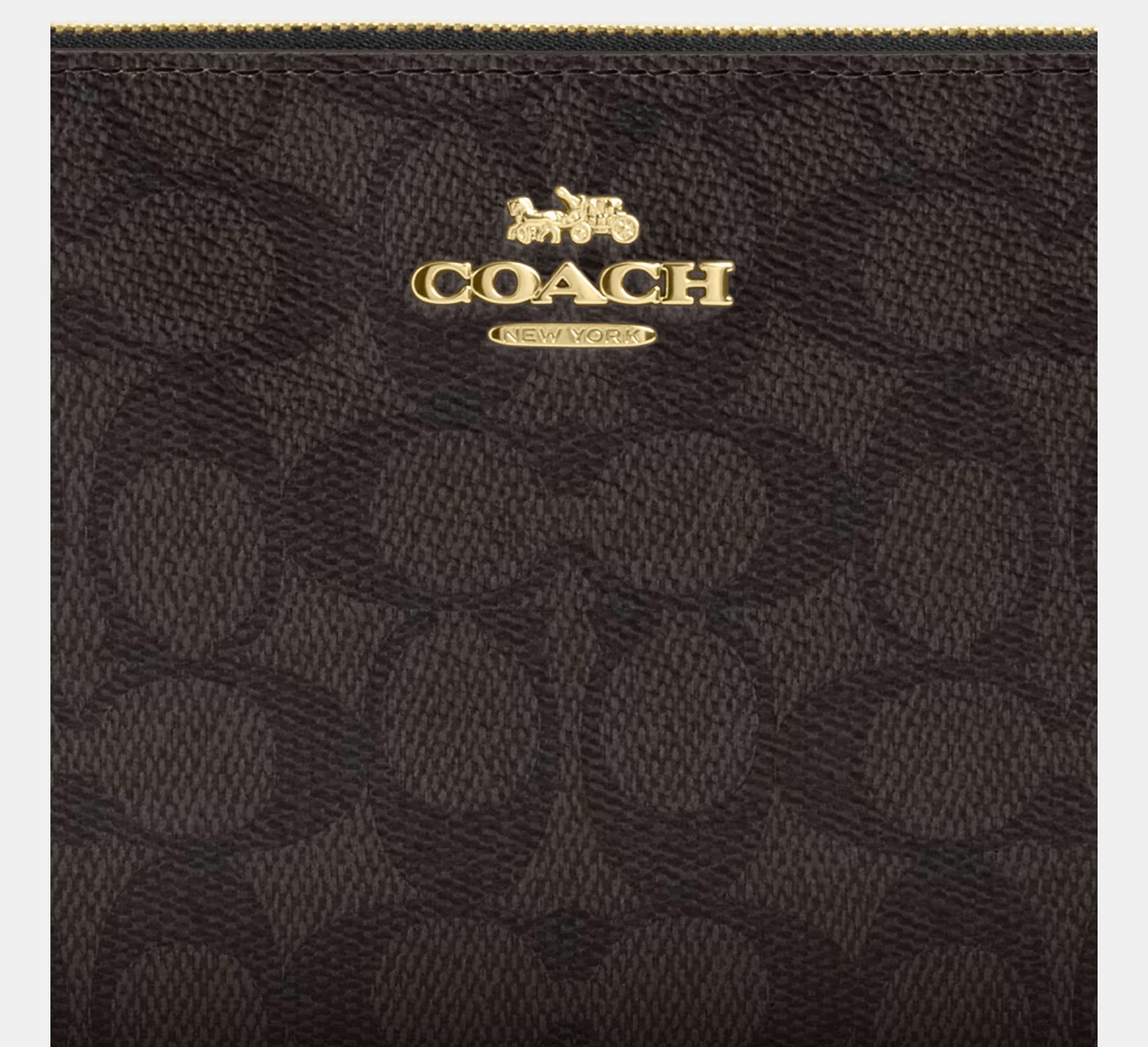 Coach Large Corner Zip Wristlet In Signature – Gold/Walnut/Black - Sneaker Türkiye