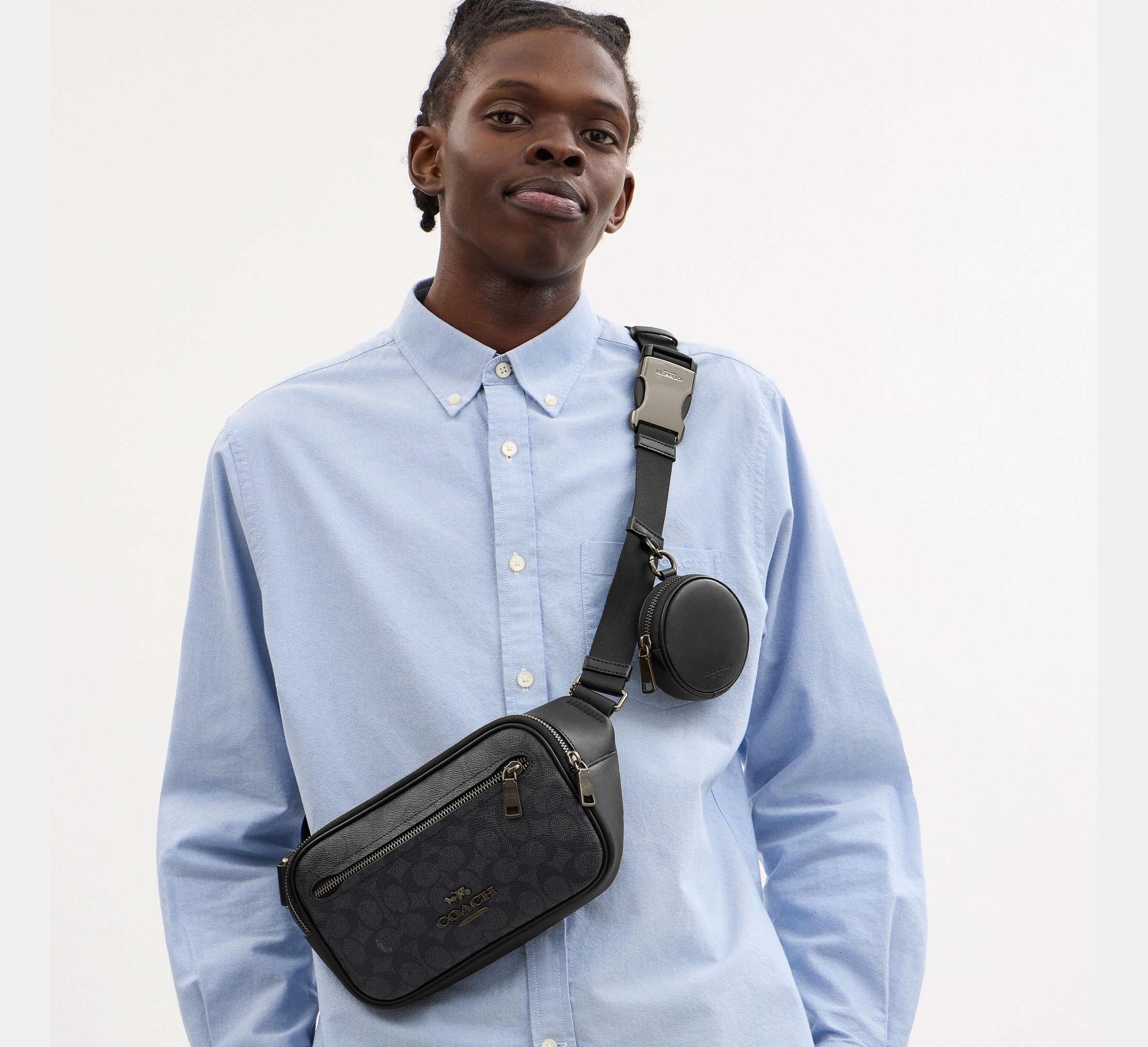 Coach Elias Belt Bag In Signature-Gunmetal/Charcoal/Black - Sneaker Türkiye