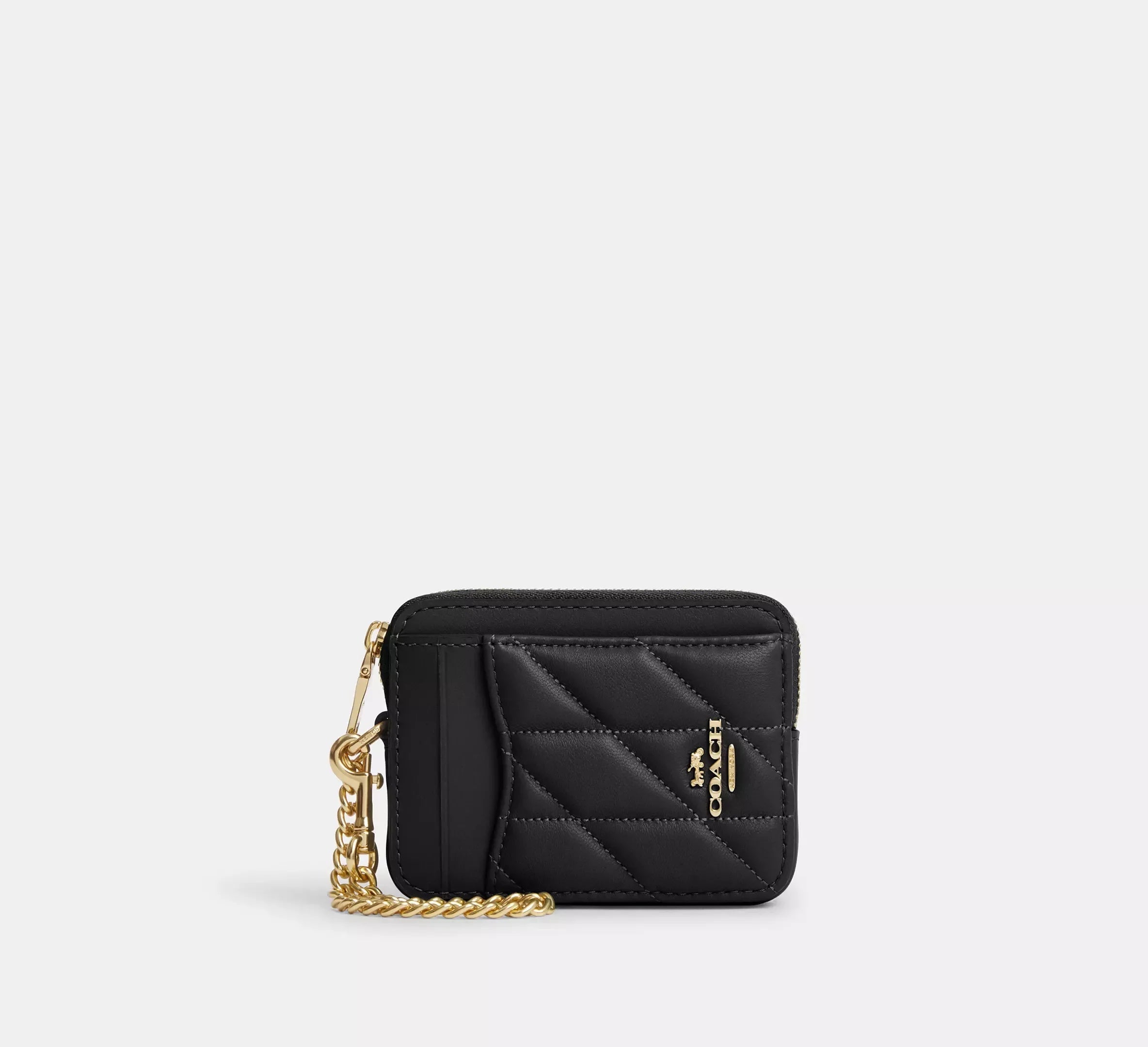Coach Zip Card Case With Quilting – Gold/Black - Sneaker Türkiye