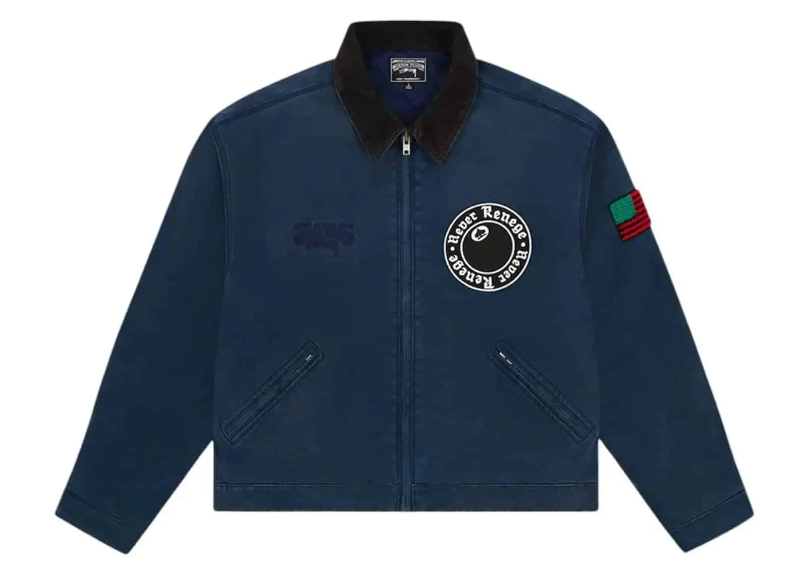 Denim Tears x Stussy Never Renege Canvas Work Jacket Navy Black - Sneaker Türkiye