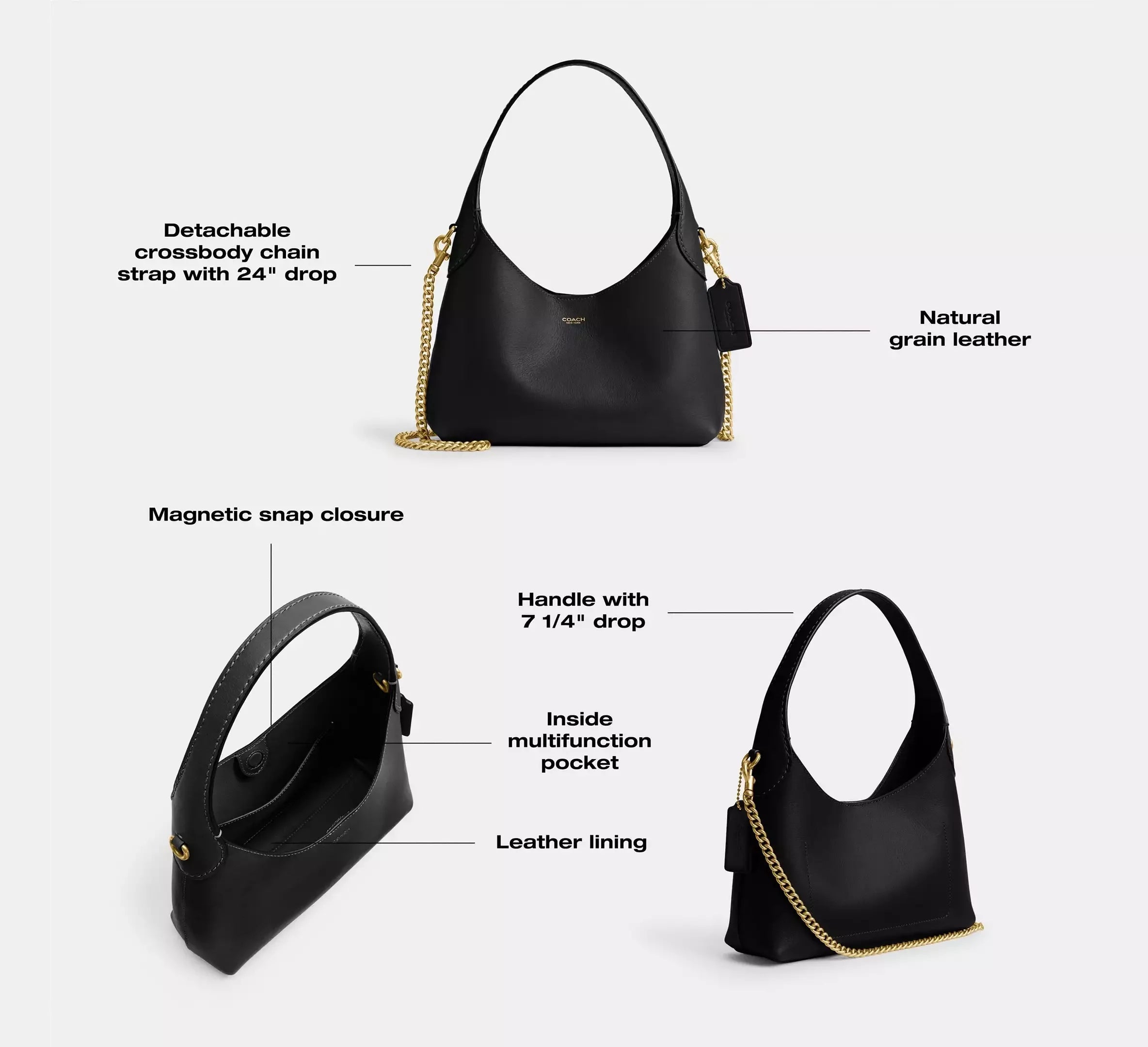 Coach Brooklyn Shoulder Bag 23 SEZON – Brass/Black - Sneaker Türkiye