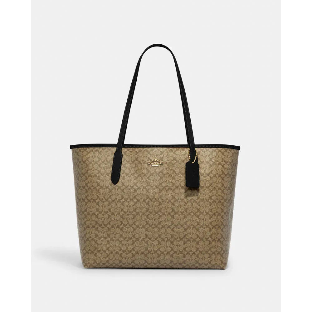 Coach City Tote Bag In Signature Gold/Khaki/Black - Sneaker Türkiye