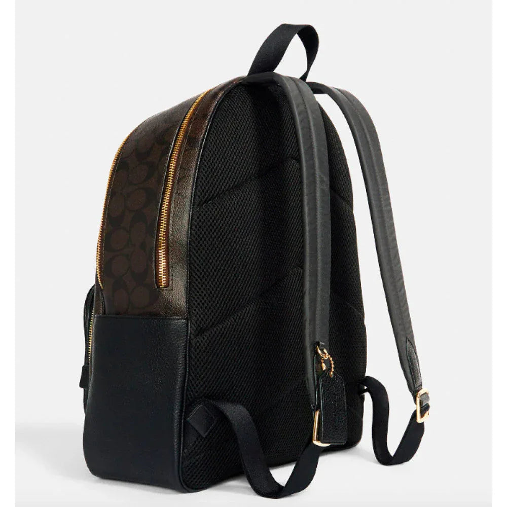 Coach Large Court Backpack In Signature Gold/Walnut/Black - Sneaker Türkiye