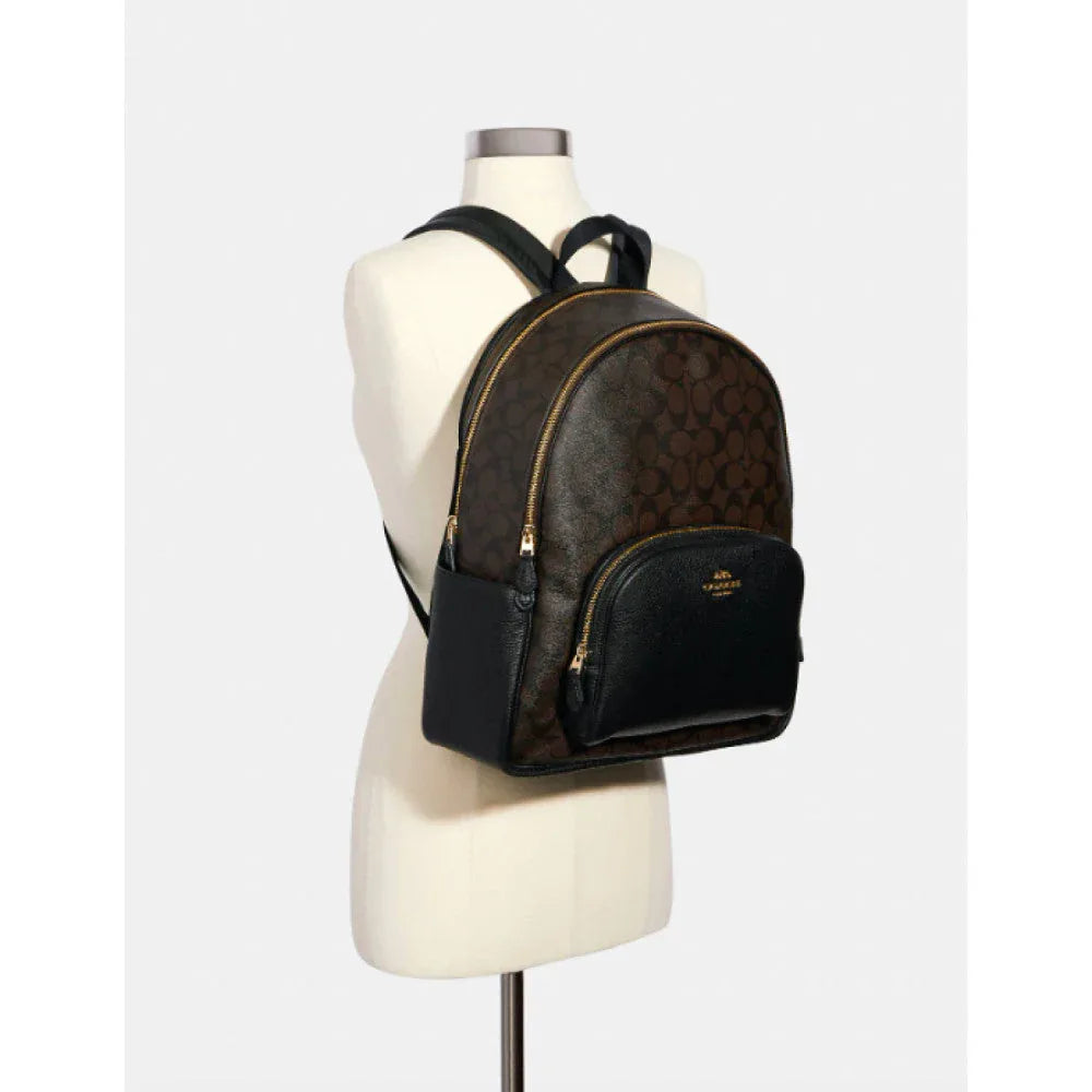 Coach Large Court Backpack In Signature Gold/Walnut/Black - Sneaker Türkiye